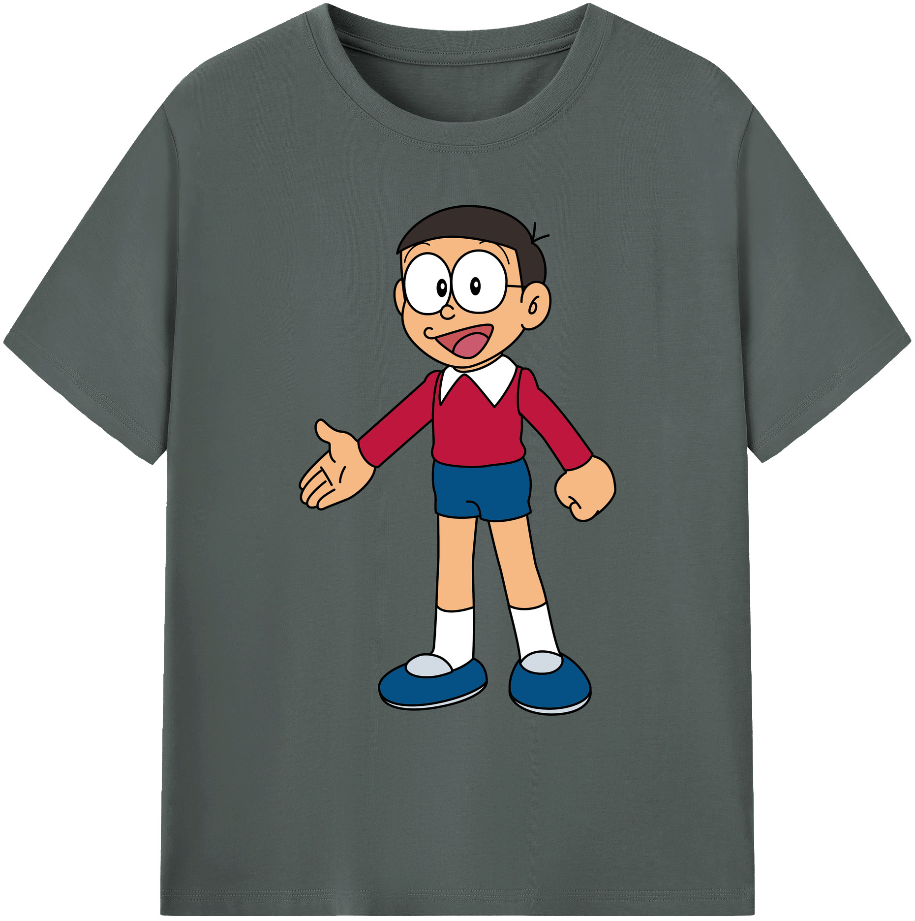 （画像用） ドラえもん 野比 のび太 Doraemon Nobita Nobi 綿100％ メンズ半袖Tシャツ｜肌触りやわらか＆通気性